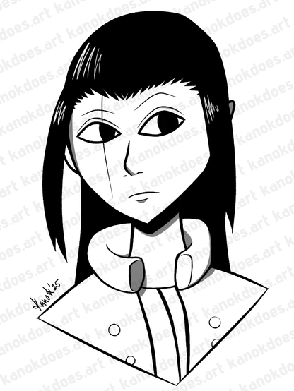 Art I did of Illumi Zoldyck from Hunter X Hunter for my friend arkady. Simple black and white sketch with some shadowing of him looking off in the distance. Not much else to say about it. I don't really know the series he's from. Like at all. Haha...