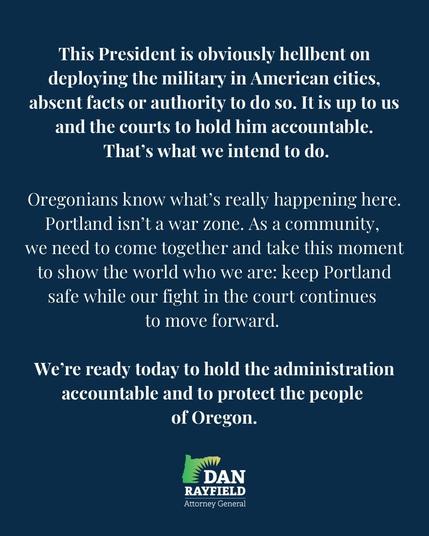 Message from Oregon