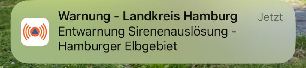Screenshot der Entwanungsmeldung der Nina-App