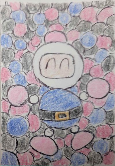 Bomberman on a bomb background