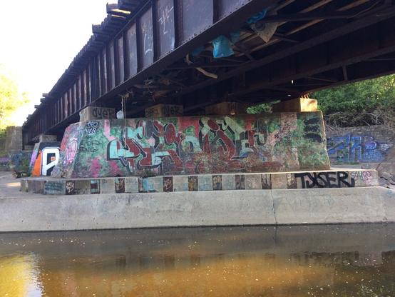 A railway bridge over the river.