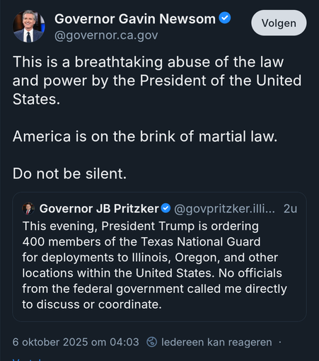 Newsom about coming martial law on Bluesky