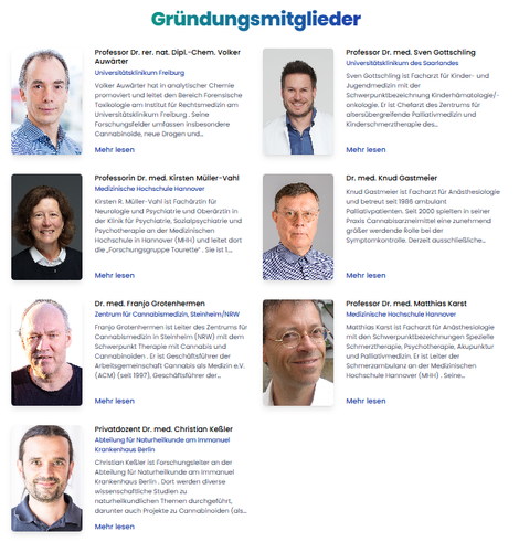 Screenshot Portraits der Gründungsmitglieder und kurze Beschreibungen

Cannabis × Wissenschaft .
Das WCM ermöglicht einen transdisziplinären und interprofessionellen Austausch, um den wissenschaftlichen Erkenntnisgewinn zu Cannabinoiden in der Medizin zu fördern.

https://www.wissenschaft-cannabinoide.de/

