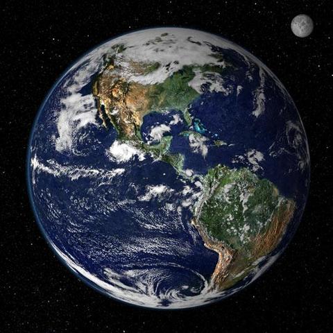 Earth and Moon as seen from outer space, from
https://visibleearth.nasa.gov/images/885/earth-from-space