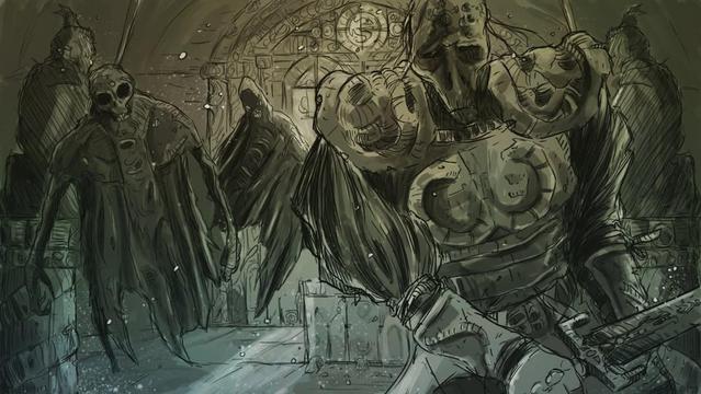 Dnd rpg white and black illustration of revenant and ghost
