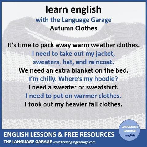 English vocabulary for fall clothes, image of a sweater