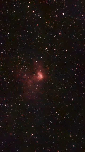 NGC 1491 The Fossil Footprint Nebula - telescope processed image.  It's a glowing emission nebula in Perseus (~9,800 light-years away). Its gas is ionized by a massive central star that creates a "footprint" shape.  