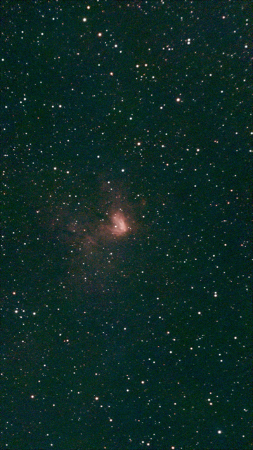 NGC 1491 The Fossil Footprint Nebula - unprocessed image.  A bright star, BD +50 886, sits in its core! Its powerful stellar wind is carving out the "footprint" shape by blowing a bubble in the gas.