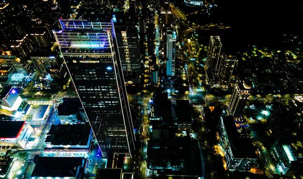 Night aerial of Taipei.