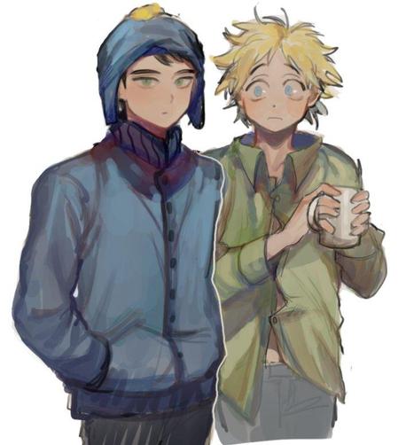 Fanart of Southpark's Craig Tucker and Tweek. GOLDEPARK | https://x.com/GOLDEPARK (I think)
