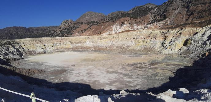 Volcano crater ''Stefanos'', Nisiros island, Aegean Sea