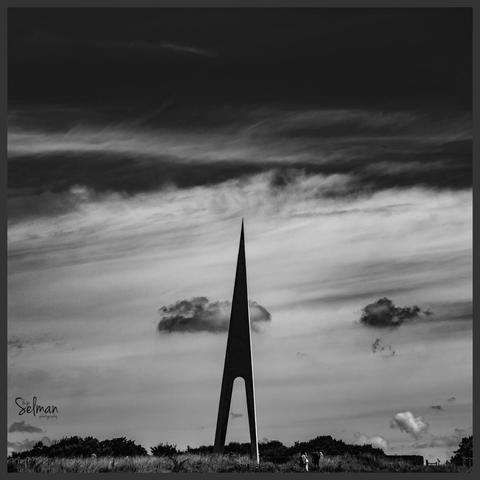 Étretat monument Nungesser et Coli. A visit to the Alabaster Coast in Normandy, France. Black and white photography. Copyright Silvijo Selman. 