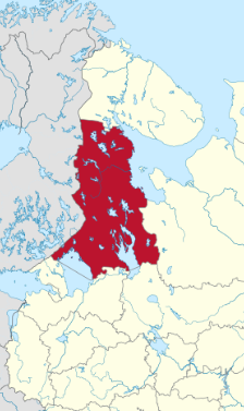Map of western russian federation where the Republic of Karelia is marked in red, which is listed as a terrorist organization in the russian federation.
(Image: Danloud)
