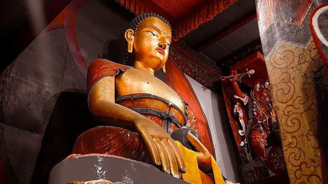 Seated Buddha statue.