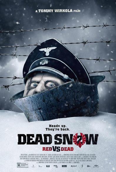 The poster for the movie. The zombie Nazi severed head is on the ground, but this time protected by a metal collar. And he's looking right at you.
Barbed wire and grey sky fill the background.
