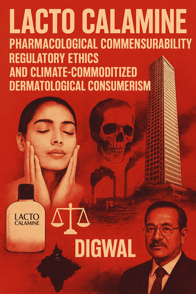 This paper examines Lacto Calamine, a widely used topical cosmetic-lotion marketed by Piramal Pharma, through the lens of pharmacological efficacy, regulatory ambiguity, and ethical marketing. Drawing from publicly available data on its ingredients—primarily kaolin clay, zinc oxide, glycerin, and aloe vera—this study interrogates whether the formulation justifies its “pseudo-medical” truth-claims. It situates Lacto Calamine within India’s broader landscape of over-the-counter (OTC) cosmetic-medicinal hybrids that thrive on consumer faith rather than clinical validation. Methodologically, the paper employs both toxicological data analysis and self-reflexive ethnography, integrating critical theory and personal testimony to illuminate how pharmacological discourse and neoliberal consumerism intertwine. Ethical questions regarding celebrity endorsements, placebo reassurance, and gendered beauty expectations are explored. The study concludes that Lacto Calamine functions less as a pharmacologically commensurable product and more as a symbolic artefact of cosmetic capitalism, merging colonial legacies of fairness with neoliberal health consumerism.