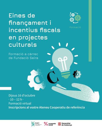 Formació online sobre eines de finançament i incentius fiscals en projectes culturals. El dia 16 d'octubre.