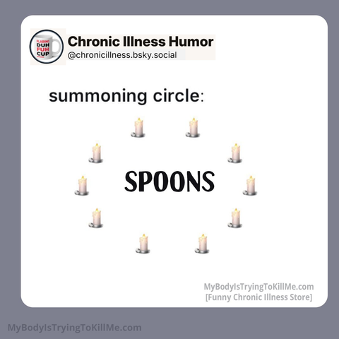 summoning circle: 

the word SPOONS surrounded by lit candles