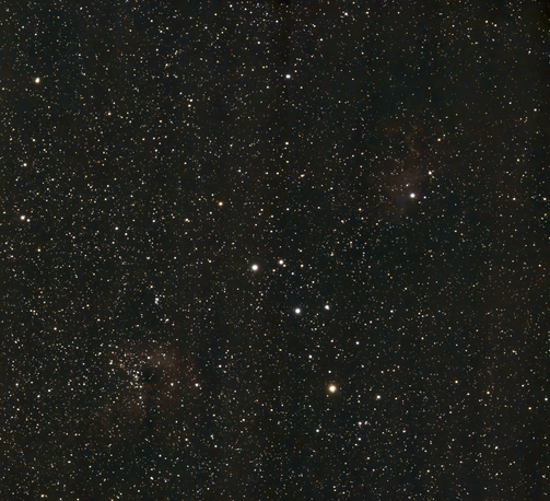 AE Aurigae & NGC 1893 - telescope processed images. AE Aurigae is a runaway O-type star that illuminates the Flaming Star Nebula (IC 405) as it speeds through space. NGC 1893 is a young open cluster embedded in the nearby Tadpole Nebula (IC 410).