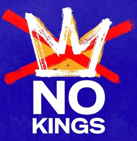Image that says NO Kings with a crown with an X through it.