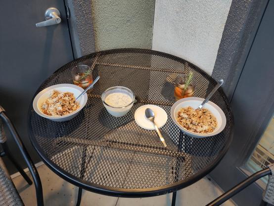 The whole table spread, including a raita.