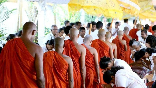 Monks walking.