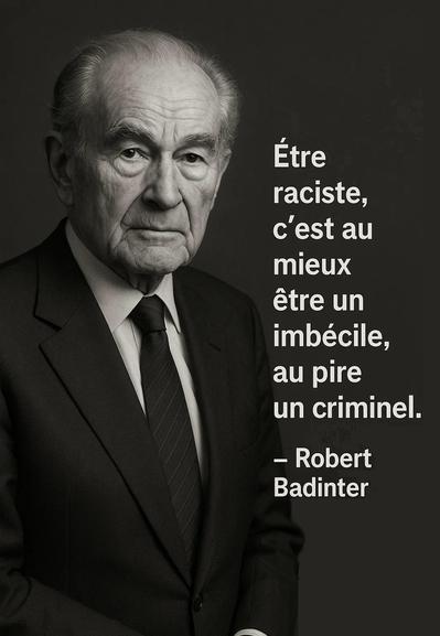 Être raciste, c’est au mieux être un imbécile, au pire un criminel ! Robert Badinter !