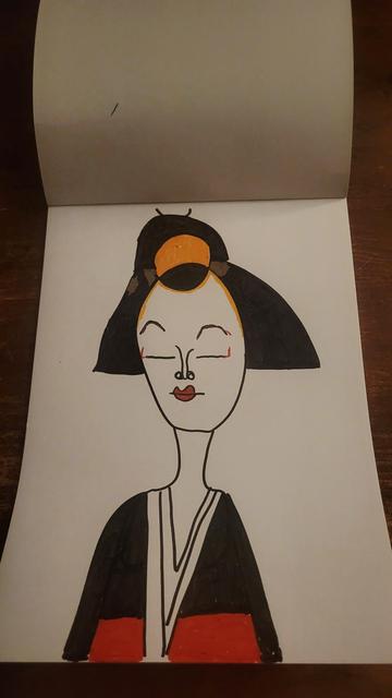 An acrylic marker drawing of a Japanese geisha
