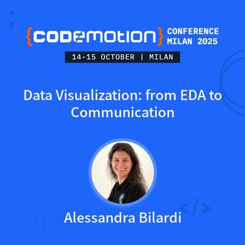 #CodemotionMilan è la prossima settimana !

Ci sarò anche io con un talk su 
🔍 #ExploratoryDataAnalysis
📊 #DataVisualization

mercoledì 1️⃣5️⃣ ottobre alle 🕧 12:30 Gate 5️⃣ 

Corley Cloud at CodemotionMilan
#EDA #GraphTools #Accessibility #Interpretability #BestPractices