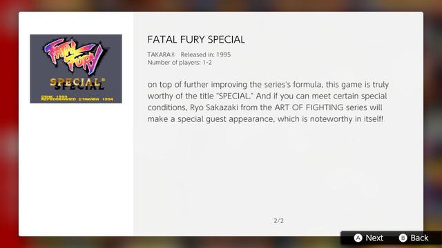 ...
on top of further improving the series's formula, this game is truly worthy of the title "SPECIAL." And if you can meet certain special conditions, Ryo Sakazaki from the ART OF FIGHTING series will make a special guest appearance, which is noteworthy in itself!