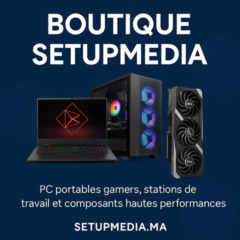 Boutique SetupMedia – PC portables gamers, stations de travail et composants informatiques hautes performances disponibles en ligne.