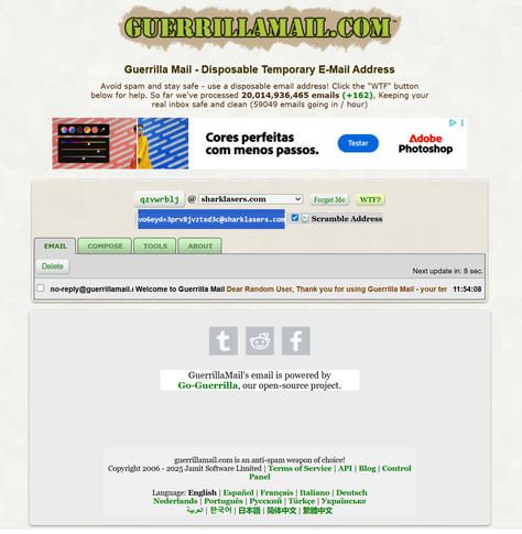 Guerrilla Mail - Disposable Temporary E-Mail Address