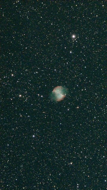 M27 - Dumbell Nebula - unprocessed image using the moon and skylight filter. 