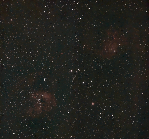 Mosaic AE Aurigae & NGC 1893 - telescope processed with LP filter on.  