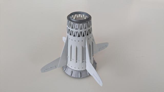 3D printed Reban moon rocket, 1/500 scale