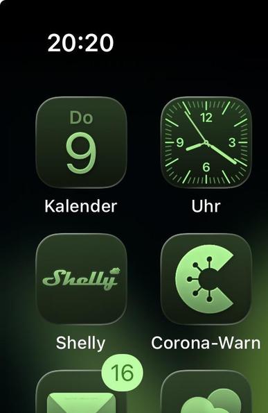 Screenshot mit Icons in Radar-Grün
