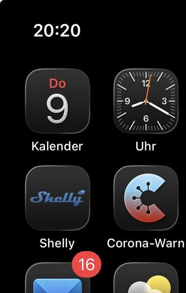 Screenshot mit bunten Icons (dunkel)