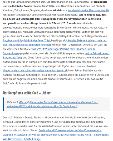 – netzfrauen

5. November 20195 Kommentare
Lithiumkrieg! – Laut Studie gibt es Batterien aus Hanf, die sogar leistungsstärker als solche aus Lithium sind! – Hemp Batteries Are More Powerful Than Lithium and Graphene, Study Shows