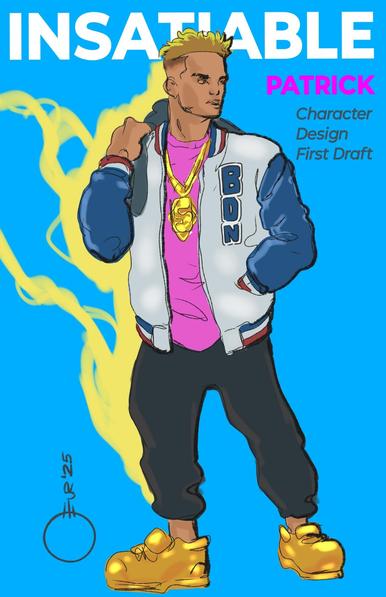 PATRICK STAR QB character design rough iNSATIABLE! NIL $ 09Oct25 THUR @0600 am.  Make comics!

#comics #insatiable #heroes #alien #art #story #characters #worldbuilding #comicbooks #indie #smallpress #patrick #QB #rathaoeur #michaeloeur #etcomics #et