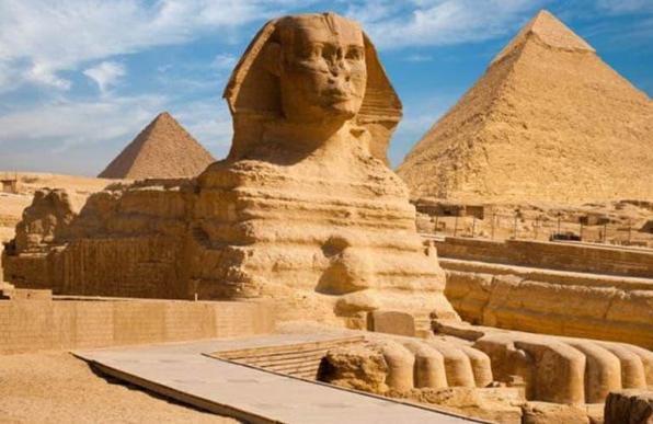 The Great Sphinx of Giza 



Originally the Sphinx also had a stylized false beard, a symbol of royalty, but that too fell off. A piece taken from where it lay on the sand is now held by the British Museum in London.

Perhaps it is obvious that since the Great Sphinx has the body of a lion, I was surprised that the end of the gigantic sculpture has a large tail curled up.