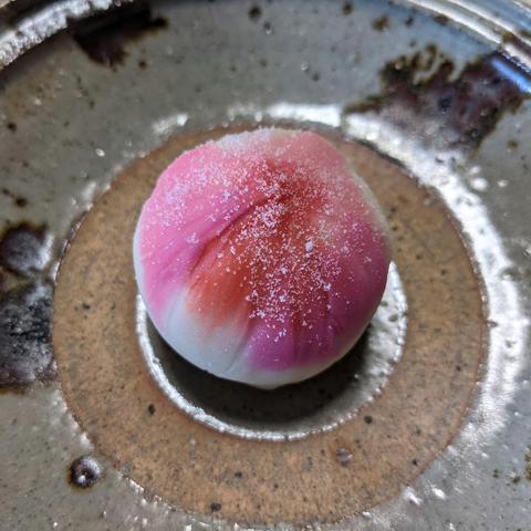 Nona's 'Kaori-gusa' (fragrant grass), a delicate pink sweet inspired by fujibakama.