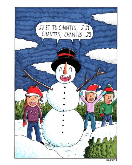Dessin de Cloomy pour illustrer le Grand Concours de Chansons de Noël