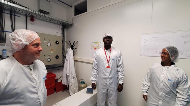 Gauri and Cheikh at the Centre Spatial de Liege, with Karl Fleury Frenette