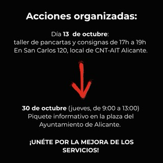 Cartel acciones 13 de octubre pancartas 30 convoca concentracion