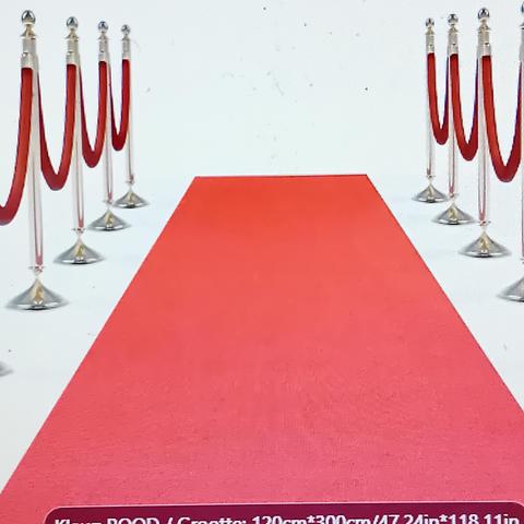 Rode loper met afzetpaaltjes en koord partyverhuur 070