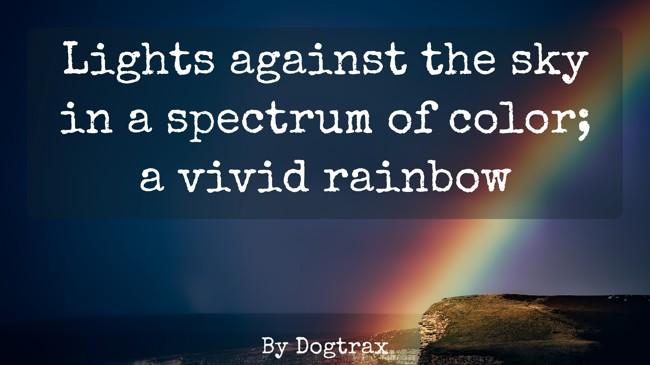 poem with image of a rainbow
Lights against the sky
in a spectrum of color;
a vivid rainbow