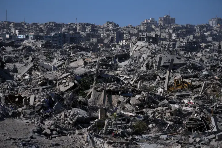 Destroyed buildings and rubble in the Zeitoun neighbourhood of Gaza City