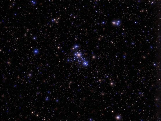 Star Cluster M103 - telescope processed image. M103 is a small, loose open star cluster in the constellation Cassiopeia. It is one of the most distant Messier open clusters, located approximately 9,400 light-years away.