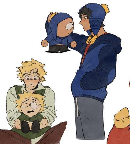 Fanart of Southpark's Craig Tucker and Tweek. Artist: baguantte | https://baguantte.tumblr.com/