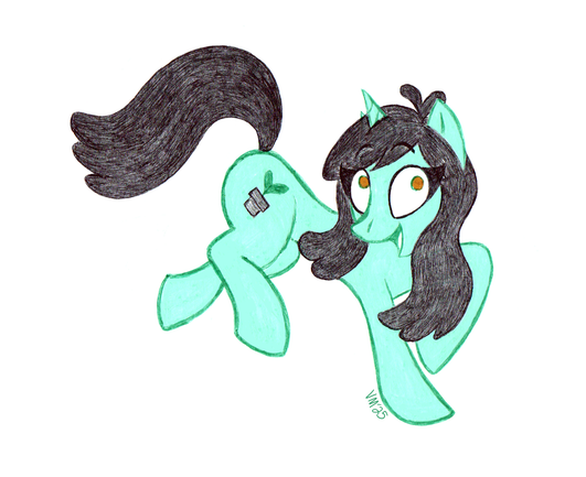 Sprout the unicorn frolicking adorably.